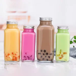 Factory 250ml 350ml 500ml Square Yogurt Drink Bottles Coffee Rice Wine Pear Juice Milk Tea Beverage Glass Bottle