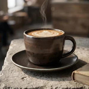 Factory Direct Eco Friendly Nordic Design Reactive Black 210ml Glazed Ceramic Porcelain Latte Coffee Tea Cups Saucer