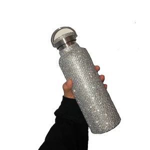 Fashionable Custom Drink Bottle Bling Bling Rhinestone Portable Drink Glass Bottles 750ML Stainless Steel Water Bottle