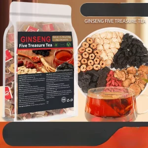 Five Treasure Flavor Tea Bagged Ginseng Maca Male Tea Vitality Enhancement Energy Natural Formula Herbal Tea for Sexual Energy