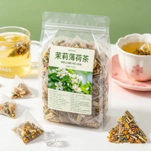 Floral Aroma Loose Leaf Style Tea Low Caffeine Lemongrass & Mint Blend Soothing Herbal Tea with Jasmine Osmanthus for Home Use