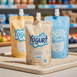 Food Grade Custom Nylon Beverage Yogurt Drinking Liquid Fruit Juice Packaging 100ml Unique Shape Retort Spout Pouch Yogurt Bag