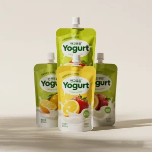 Food Grade Custom Nylon Beverage Yogurt Drinking Liquid Fruit Juice Packaging 100ml Unique Shape Retort Spout Pouch Yogurt Bag