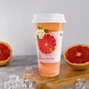 Fresh Pulp Jasmine Tea Red Grapefruit Compound Juice Custom Printed Logo Disposable Cup Fruit Beverage Drink