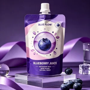 Frosted Matte Custom Printed Food Grade Spout Stand up Pouch BPA Free Leak Proof Recyclable Blueberry Water Juice Packaging