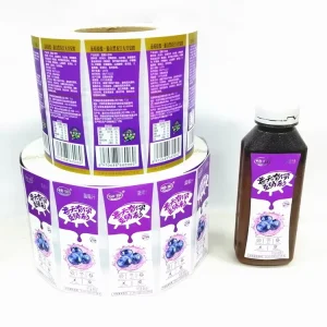 Full Color Custom Printed Waterproof Logo Roll Label Adhesive Blueberry Jam Bottle Label Silver Foiled Label