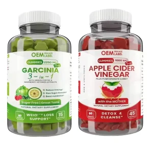 Garcinia Cambogia Gummies and Apple Cider Vinegar Slimming Weight Loss Fat Burner Supplements