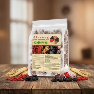 Ginseng Five Treasure Tea Bag Herbal Blend Instant Wellness Tea Support Bulk Pack