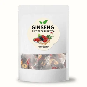 Ginseng Five Treasure Tea With Mulberry Maca Red Dates Natural Floral Herbal Tea Bag Energy Boost Wellness Drink