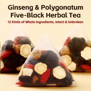 Ginseng Polygonatum Five Black Herbal Tea Nourish Kidney Improve Hair Growth Replenish Energy Anti Fatigue Wellness Tea