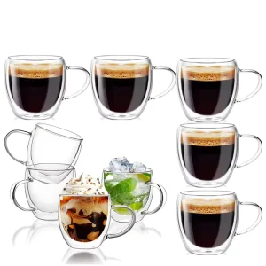Glass Coffee Mug Borosilicate Glass Coffee Latte Tea Glasses Double Walled Glass Coffee Cups Mugs With Handle