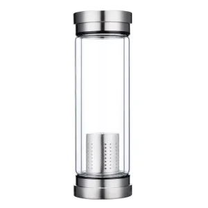 Glass Water Bottle High Borosilicate Glass Tea Infuser Bottle with Removable Stainless Steel Filter for Loose Leaf Tea