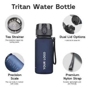 Gym Fitness Tritan Plastic Water Bottle with Custom Logo Direct Drinking Wide Mouth for School Kid Child Girl