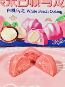 Halal Macadamia Chocolate White Peach Oolong Flavor Refreshing Fruity Tea Aroma 58g 12 Months Shelf Life