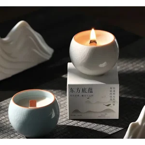 Handmade Modern Cracked Cup Aromatherapy 100% Organic Soy Wax Candle Eco Friendly Porcelain Jar Christmas Birthdays Home