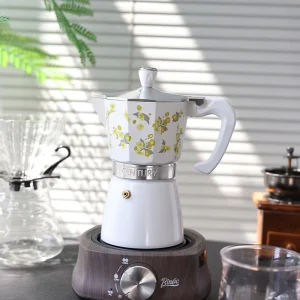 Hard Anodized Aluminum Mini Mocha Pot with Double Valve High Pressure Espresso Coffee Pot with Lid