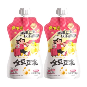 Healthy Sweet Fresh Soy Milk Ready to Drink Beverage Rich in Protein and Fiber No Additives 238g in Bag Packaging