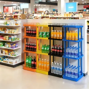 Heavy Duty Double Sided Metal Drink Shelves Beverage Display Stand for Water Cola and Convenience Stores High Capacity Rack