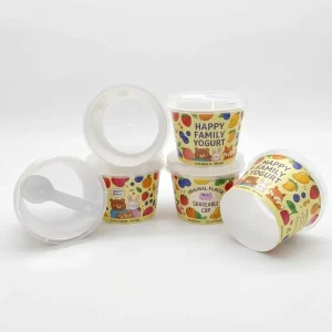 High Appearance Food Grade Color Yogurt Cup with Independent Spoon Slot for Premium Dairy Brand Packaging