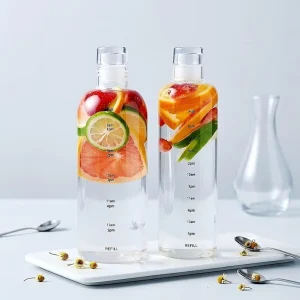 High Borosilicate Custom Logo Clear Glass Drinking Bottle Smooth Glass Water Bottle With Sealing Glass Lid
