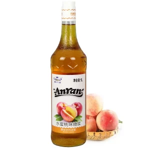 High Clarity 1 L Peach Syrup for Bar Bubble Tea Milk Tea Fruit Tea Glass Bottle