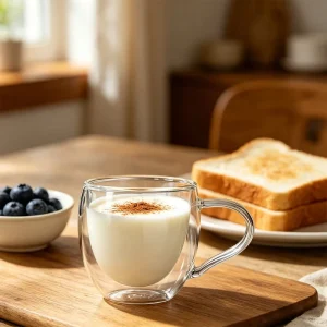 High Quality 9.5oz Handmade Double Wall Insulated Borosilicate Glass Drinking Coffee Mugs for Latte Tea Milk