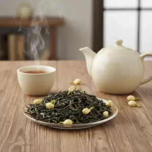 High Quality Chinese Jasmine Snow Green Tea Loose Leaves Freshly Steamed ISO Certified Healthy in Bulk Bubble Tea 550g