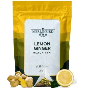 High Quality Lemon Ginger Black Tea Custom Logo Pyramid Teabags 25 Tea Bags Naturally Flavored Tea Rich in Antioxidants