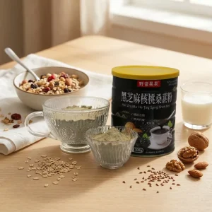 High quality Instant Refined Coated with Black Sesame Walnut & Mulberry Powder Breakfast & Dinner Can (300g)