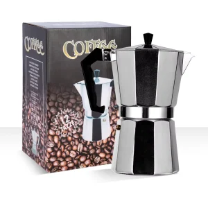 Household Aluminum Moka Pot Italian Concentrated Extraction Moka Pot All Copper Valve Small Octagonal Retro Stovetop Moka Pot