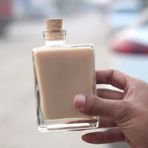 Ins Wooden Cork Milk Tea Bottle Coffee Juice Glass Bottle Glass Beverage Bottle