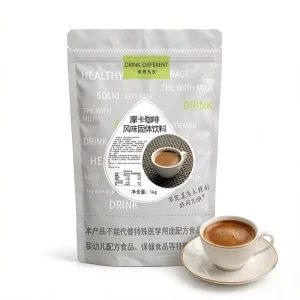 Instant Mocha Latte Coffee Powder Packaged in Stand Up Pouches
