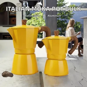 Italian Moka Pot Bulk OEM Espresso Coffee Maker Customizable Logo Packaging Stovetop Aluminum with Lid