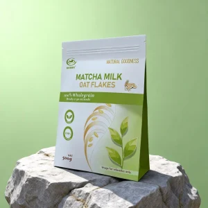 Kids Matcha Milk Oat Flakes Instant Cereal High Fiber Antioxidant Healthy Food Natural Green Tea