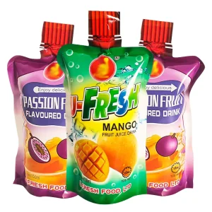 Kids SqueezeJuice 150ml Assorted Flavor Food Grade Bag Valve LDPE Portable Pouch Soda Drink Mango Passion Fruit Ready to Drink