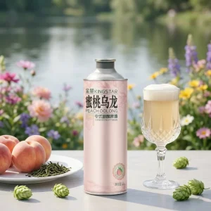 Kingstar High quality Herb Spice Peach Oolong Chinese Craft Beer 1L Aluminum Can Light Color 4.1% ABV Natural Taste Pasteurized