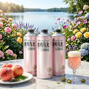 Kingstar Peach Oolong Chinese Craft Beer Flavored Ale 1L Aluminum Can Bottle 6 Pack Natural Taste Light 4.1%