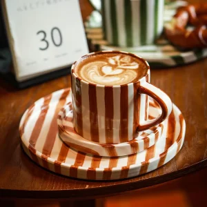 Latte Art Porcelain Reusable Espresso Coffee Cup and Saucer Set with Eco Friendly Design Custom Logo Multiple Colors Available