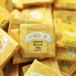 Lemon Black Tea Compressed Mini Square Tea Cakes Yunnan Ancient Tree Black Tea Blended Natural Dried Lemon Pieces Fruit Tea