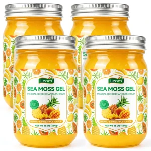 Lenm Private Label Vegan Mango Pineapple Organic Sea Moss Gel for Digestive Balance Immune Health Energy & Vitality Supports