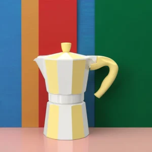 Lidded Eco friendly Aluminum Italian Style Espresso Moka Pot with 6 Cup Capacity Modern Stovetop Design