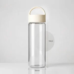 Lightweight Carry-on Glass Bottle with Airtight Lid BPA-Free Clear Drinking Vessel for School Commute Outdoor Use