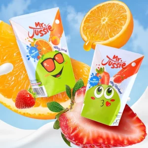 MRJUSSIE China Imported Fruity Milk Beverage Boxed 90ml Room Temperature Water Fruit Flavored Kids