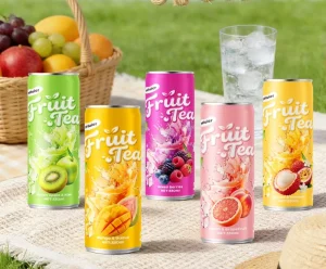 Manufacturer Custom OEM Beverage Multiple Flavors 0 Fat 0 Sugar Popping Lychee Passion Mixed Fruit Juice Ice Tea Drink Halal