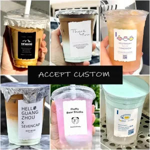 Milk Drink Cup Sticker Cold Drink Product Logo Label Printing Disposable Waterproof Trademark Self adhesive Coffee Cup Sticker