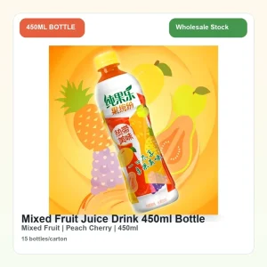 Mixed Fruit Juice Drink 450ml Peach Cherry Flavor Beverage 15 Bottles