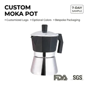 Modern Stovetop Italian Moka Pot Coffee Maker with Lid Aluminium Espresso Mocha Coffee Pot