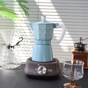 Moka Coffee Pot Espresso Mocha Pot Aluminum with Lid Eco Friendly 6 Cup Capacity