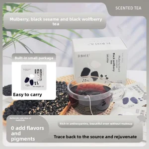 Mulberry Black Sesame Herbal Tea 120g (12g * 30 Bags) Scented Tea Bags Female Health No Additives Boxed Packaging