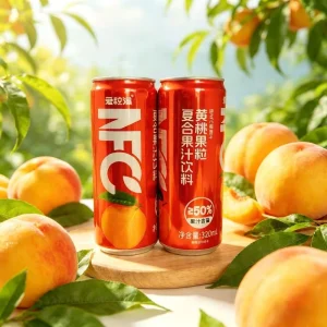 NFC Yellow Peach Drink 320ml Food Safe Aluminum Tin Natural Fruit Taste for Hotel Restaurant Import Beverage Agent